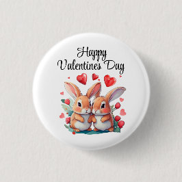Bóton Redondo 2.54cm Um casal de coelhos engraçados de aquarela