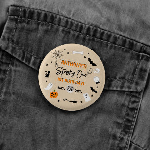Bóton Redondo 2.54cm Um Espantoso! Festa de 1º Aniversário de Halloween