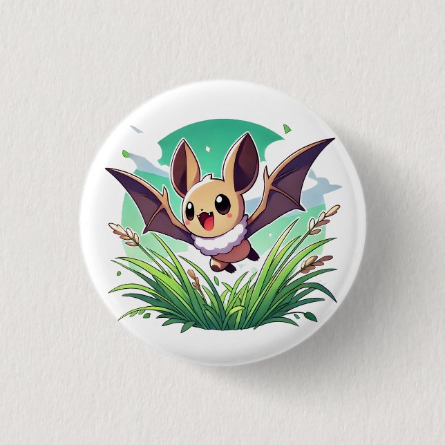 Bóton Redondo 2.54cm Um taco voador feliz num campo de grama (Frente)
