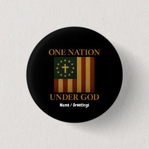 Bóton Redondo 2.54cm Uma Nação Sob Deus Bandeira Patriótica Cristã
