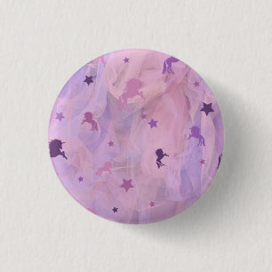 Bóton Redondo 2.54cm unicórnio rosa e roxo e design estrelado - garotas