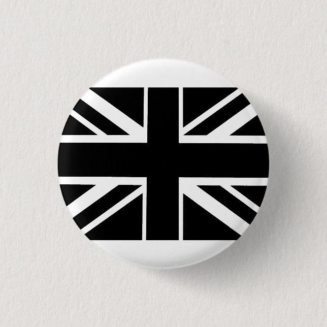 Bóton Redondo 2.54cm Union Jack England Flag UK Reino Unido BLACK (Frente)