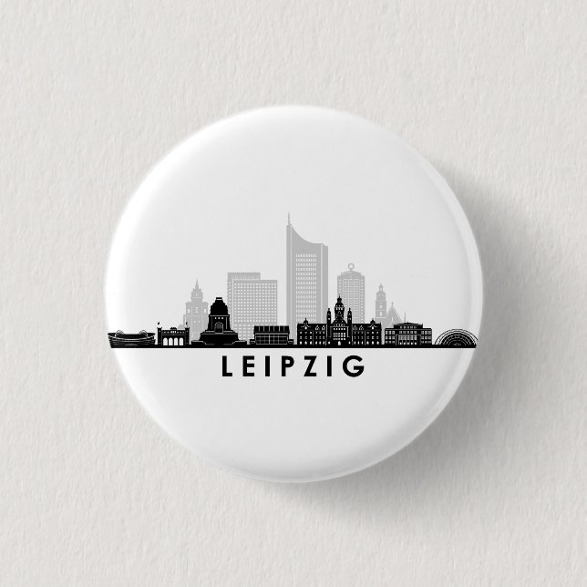 Bóton Redondo 2.54cm Universidade de LEIPZIG Alemanha City Skyline Silh (Frente)