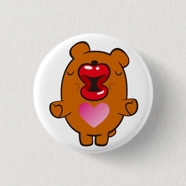 Bóton Redondo 2.54cm ursinho beija (Frente)