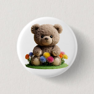 Bóton Redondo 2.54cm Ursinho_design- por Impressões Maaya, Branco