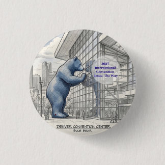 Bóton Redondo 2.54cm Urso Azul Broche