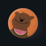 Bóton Redondo 2.54cm Urso com melancia<br><div class="desc">Crachá de estilo Vintage com urso e Melancia</div>