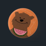 Bóton Redondo 2.54cm Urso com melancia<br><div class="desc">Crachá de estilo Vintage com urso e Melancia</div>