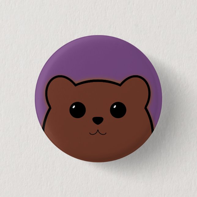 Bóton Redondo 2.54cm Urso de Kawaii (Brown) (Frente)