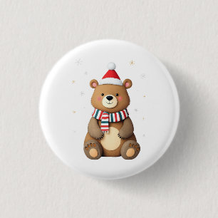 Bóton Redondo 2.54cm Urso de Natal
