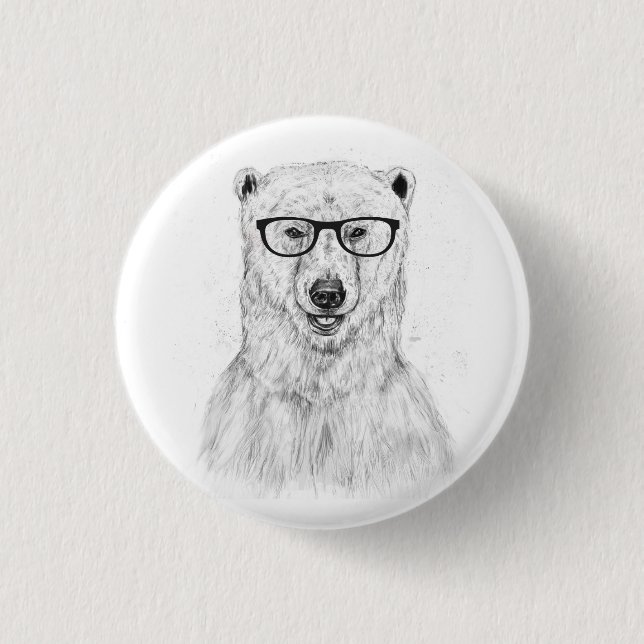 Bóton Redondo 2.54cm Urso do geek (Frente)