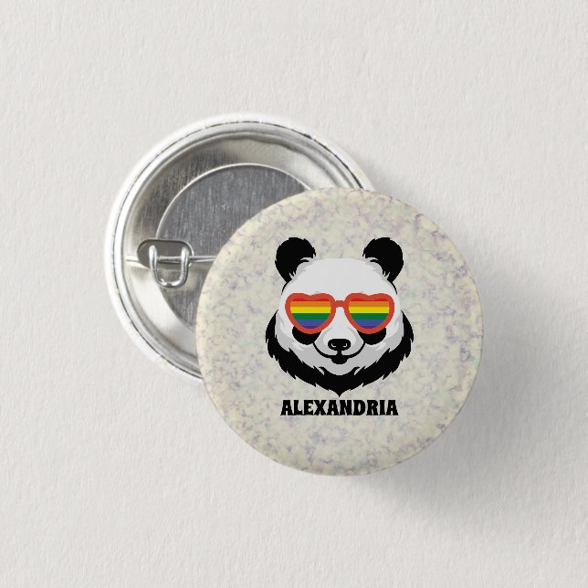 Bóton Redondo 2.54cm Urso Panda Bonito | Arco-íris | LGBTQ (Frente & Verso)