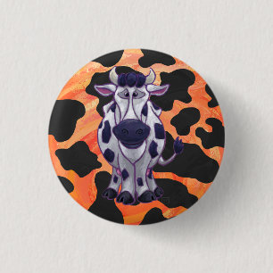 Bóton Redondo 2.54cm Vaca Preta e Laranja