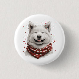 Bóton Redondo 2.54cm Valentines Day Samoyed Dog