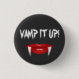 Bóton Redondo 2.54cm "VAMOS LÁ!" Presas de vampiro