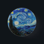 Bóton Redondo 2.54cm Van Gogh Starry Night. Impressionismo arte de vint<br><div class="desc">Botão "A Noite Estrelada" de Van Gogh.</div>