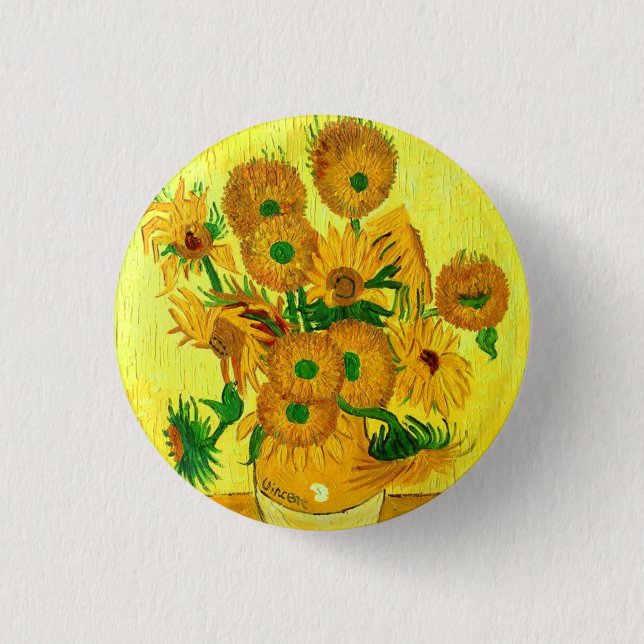 Bóton Redondo 2.54cm Van Gogh Sunflower (Frente)