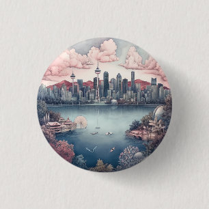 Bóton Redondo 2.54cm Vancouver City Canada Viagem Painting