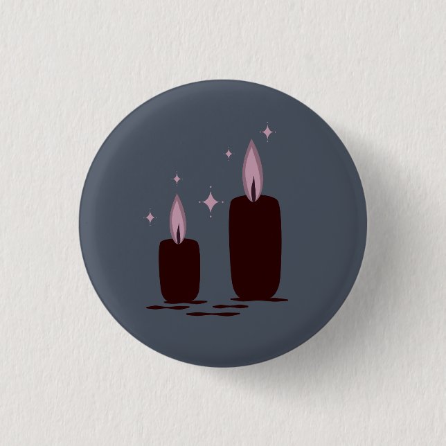 Bóton Redondo 2.54cm Velas Mágicas de Halloween com Luz da Lua e Bruxas (Frente)