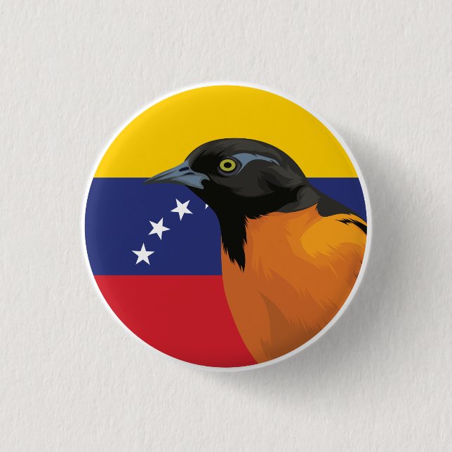 Bóton Redondo 2.54cm Venezuela: Bandeira Nacional Venezuelana (Frente)