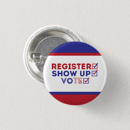 Bóton Redondo 2.54cm Vermelho, Branco e Azul Patriótico