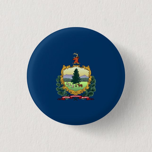 Bóton Redondo 2.54cm Vermont State Flag EUA (Frente)