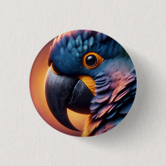 Bóton Redondo 2.54cm Vibrante Gaze: Macro Retrato de um Papagaio Colori