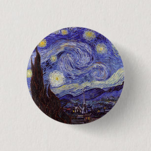 Bóton Redondo 2.54cm Vincent Van Gogh Starry Night Vintage Fine Art