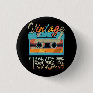 Bóton Redondo 2.54cm Vintage 1983 Cassette Tape Retro aniversário de 40