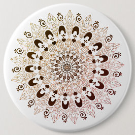 Bóton Redondo 2.54cm Vintage Brown Mandala Flower Design