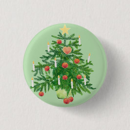 Bóton Redondo 2.54cm Vintage Christmas Tree with a Star