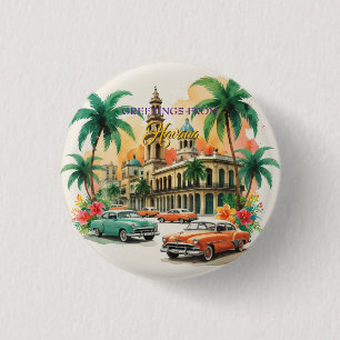 Bóton Redondo 2.54cm Vintage Cuba Viagem - Saudações De Havana
