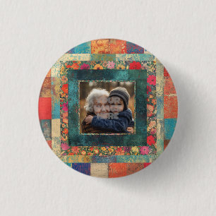 Bóton Redondo 2.54cm Vintage Floral Border Frame Para Suas Fotos