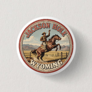 Bóton Redondo 2.54cm Vintage Jackson Hole Bucking Bronco wyoming cowboy