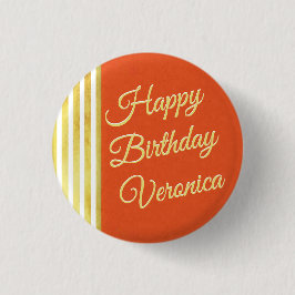 Bóton Redondo 2.54cm Vintage parece laranja e personaliza o aniversário