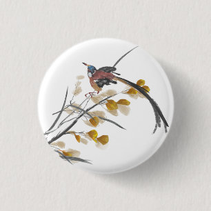 Bóton Redondo 2.54cm Vintumn Deixa Paradise Flycatcher Bird