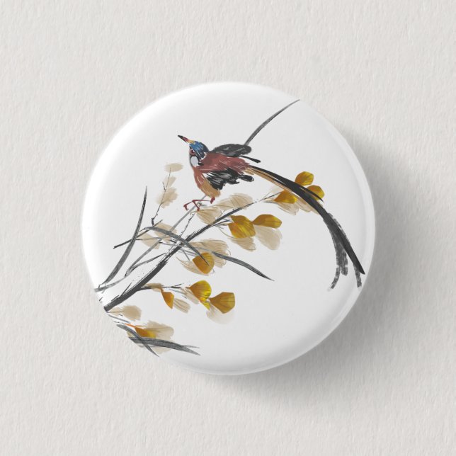 Bóton Redondo 2.54cm Vintumn Deixa Paradise Flycatcher Bird (Frente)