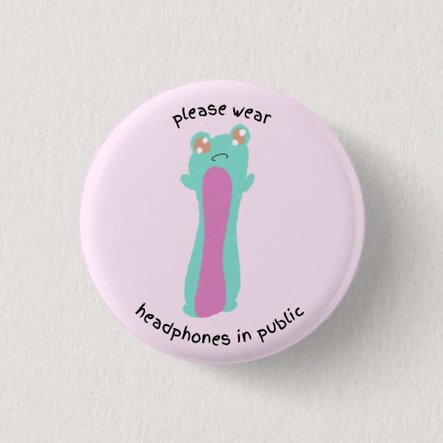 Bóton Redondo 2.54cm vista fones de ouvido em público (Frente)