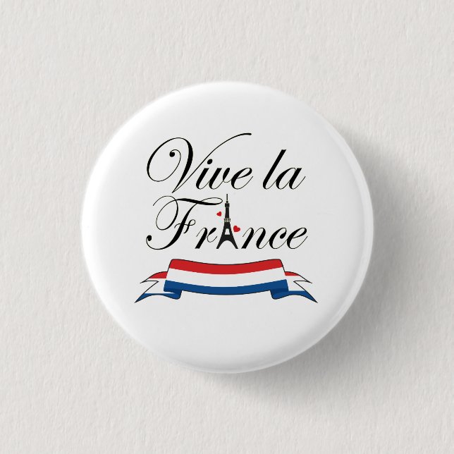 Bóton Redondo 2.54cm Vive la France Typografia (Frente)