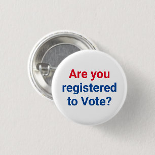 Bóton Redondo 2.54cm Você está registrado para votar? Azul branco verme