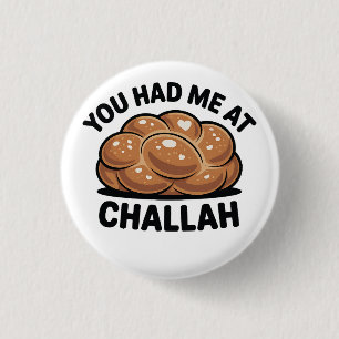 Bóton Redondo 2.54cm Você me pegou em Challah judeu Hanukkah