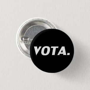 Bóton Redondo 2.54cm Vota vote em espanhol moderno preto e branco polít