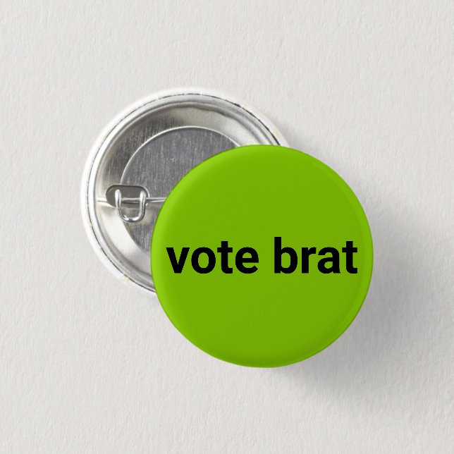 Bóton Redondo 2.54cm Vote brat kamala simples preto e verde limão (Frente & Verso)