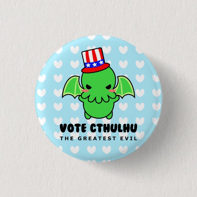Bóton Redondo 2.54cm Vote em Cthulhu para Presidente Button (Frente)