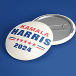 Bóton Redondo 2.54cm Vote Kamala Harris 2024 Eleição Botão Pinback<br><div class="desc">Simples Azul moderno e vermelho no marfim branco Vote Kamala Harris 2024 Botão redondo removível para eleição pin</div>