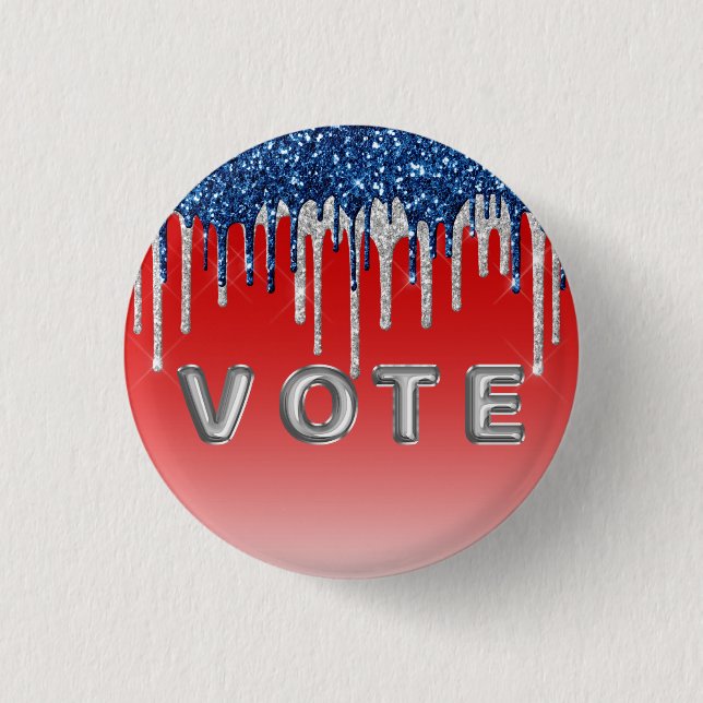 Bóton Redondo 2.54cm Voto Americano Brilhante Drip (Frente)