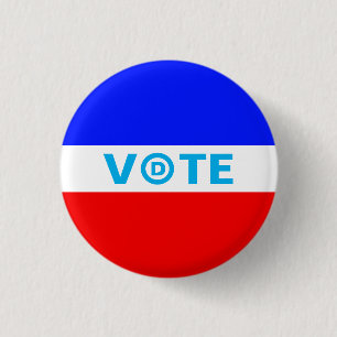 Bóton Redondo 2.54cm Voto com logotipo do partido Democrata em azul ver