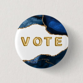Bóton Redondo 2.54cm Voto de Ágata Safira com Veias de Ouro