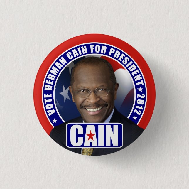 Bóton Redondo 2.54cm Voto Herman Cain 2012 (Frente)