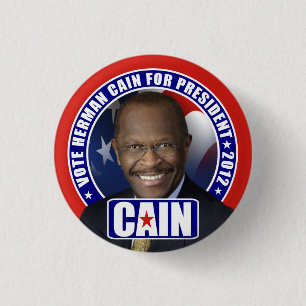 Bóton Redondo 2.54cm Voto Herman Cain 2012